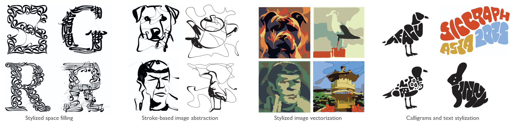 Teaser of Neural Image abstraction using long smoothing B-splines