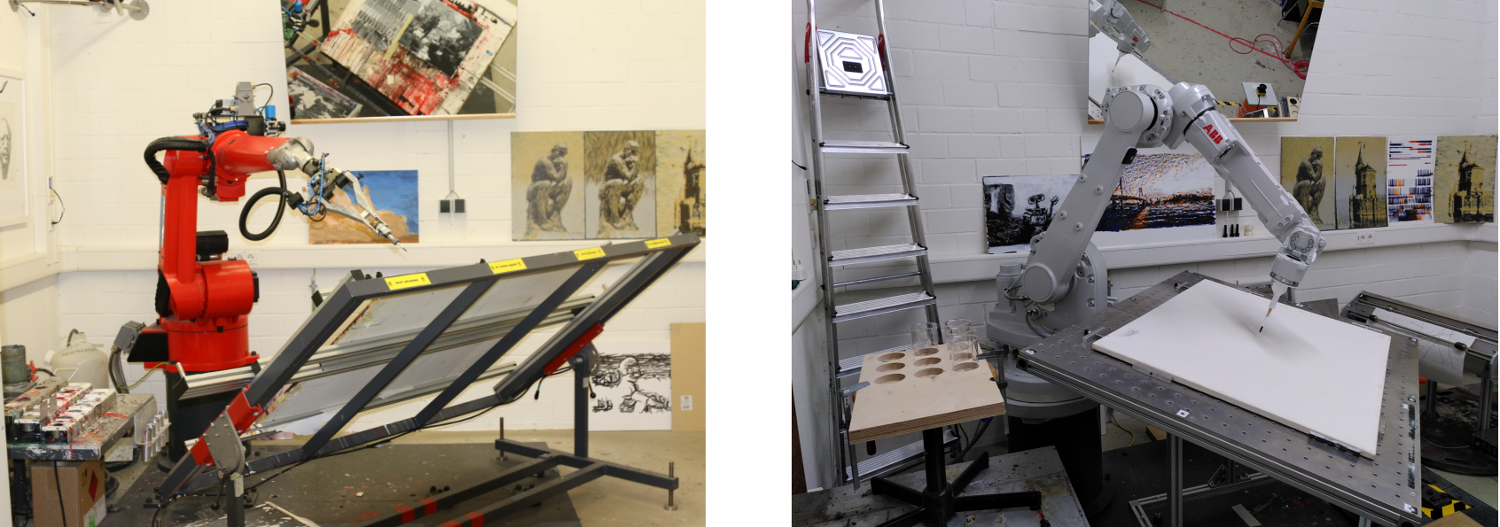 Teaser of Recent Developments Regarding Painting Robots for Research in Automatic Painting, Artificial Creativity, and Machine Learning