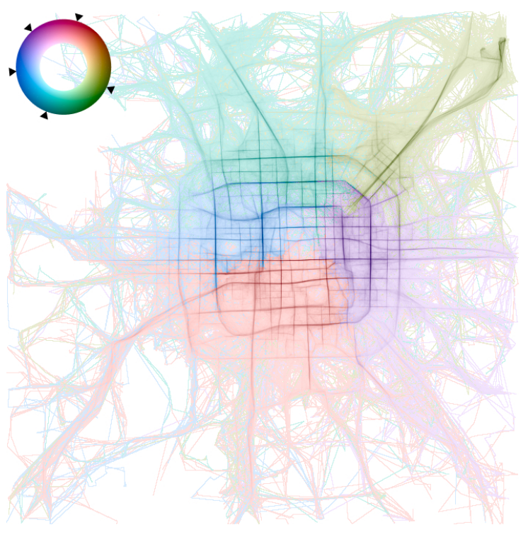Reducing Ambiguities in Line-Based Density Plots by Image-Space Colorization